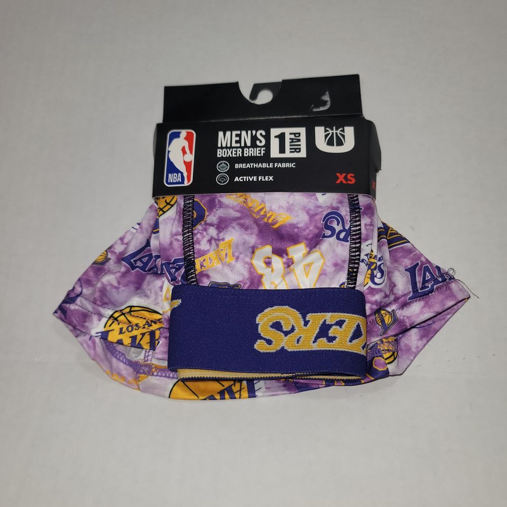 NBA Boxer Briefs Mens XS Purple New Los Angeles Lakers Tie Dye Active Flex